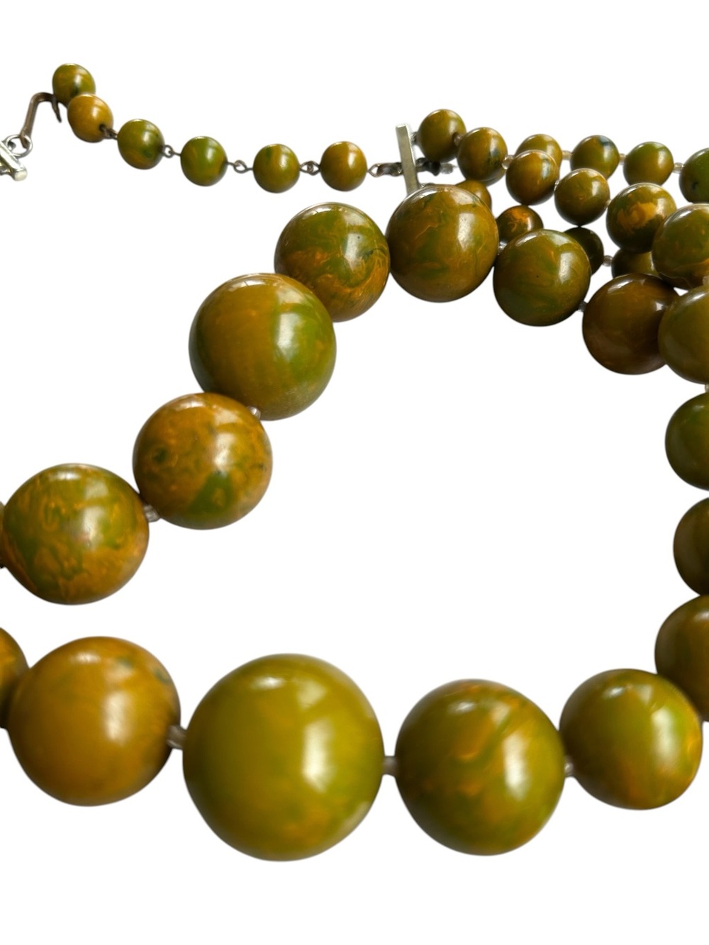 Vintage Multi-Strand Marbled Greed Necklace - Picture 4 of 6